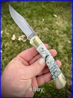 Custom Buck 110 Knife with Tree Agate Scales