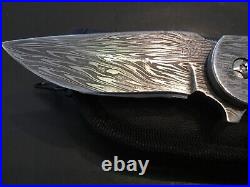 Custom Butch Ball Damascus Flipper Folder Folding Knife