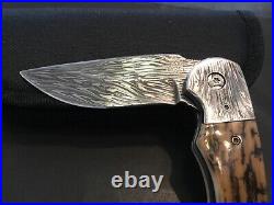 Custom Butch Ball Damascus Flipper Folder Folding Knife