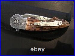 Custom Butch Ball Damascus Flipper Folder Folding Knife