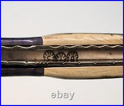 Custom Chuck Gedraitis Mini Liner Lock Folding Knife Blued Damascus Fossil Bone