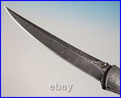 Custom Chuck Gedraitis Slim Liner Lock Folding Knife Damascus Steel Pearl Scales