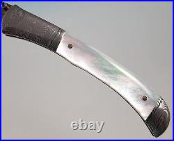 Custom Chuck Gedraitis Slim Liner Lock Folding Knife Damascus Steel Pearl Scales