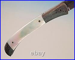 Custom Chuck Gedraitis Slim Liner Lock Folding Knife Damascus Steel Pearl Scales