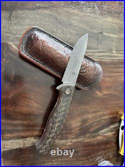 Custom Damasteel Folding Knife, Shashunder Ukrainian Knives, zirconium accents