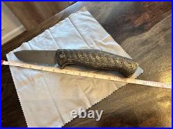 Custom Damasteel Folding Knife, Shashunder Ukrainian Knives, zirconium accents