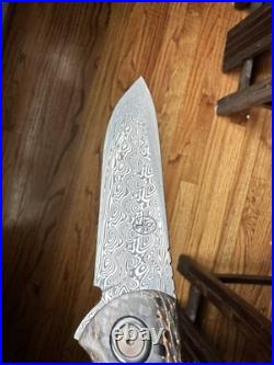 Custom Damasteel Folding Knife, Shashunder Ukrainian Knives, zirconium accents