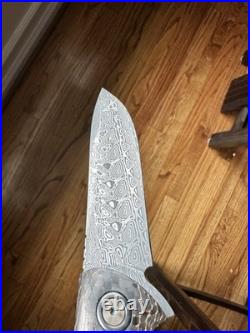 Custom Damasteel Folding Knife, Shashunder Ukrainian Knives, zirconium accents
