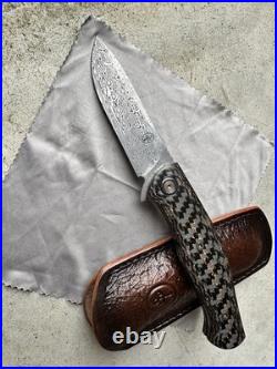 Custom Damasteel Folding Knife, Shashunder Ukrainian Knives, zirconium accents