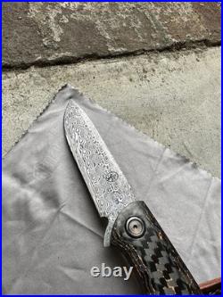 Custom Damasteel Folding Knife, Shashunder Ukrainian Knives, zirconium accents