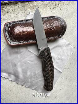 Custom Damasteel Folding Knife, Shashunder Ukrainian Knives, zirconium accents