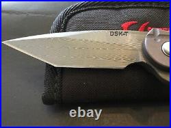 Custom Dan Sullivan DSK-T Knives DAMASCUS Bld Prick Flipper Folder Folding Knife