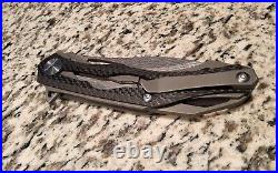 Custom Deception 2 Titanium Carbon Fiber Damascus S35VN Folding Knife