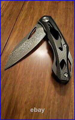 Custom Deception 2 Titanium Carbon Fiber Damascus S35VN Folding Knife