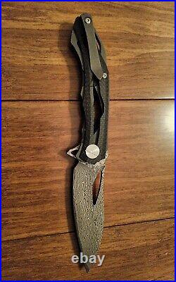 Custom Deception 2 Titanium Carbon Fiber Damascus S35VN Folding Knife