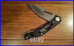 Custom Deception 2 Titanium Carbon Fiber Damascus S35VN Folding Knife