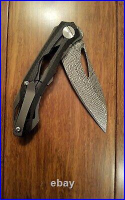 Custom Deception 2 Titanium Carbon Fiber Damascus S35VN Folding Knife