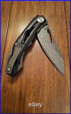 Custom Deception 2 Titanium Carbon Fiber Damascus S35VN Folding Knife