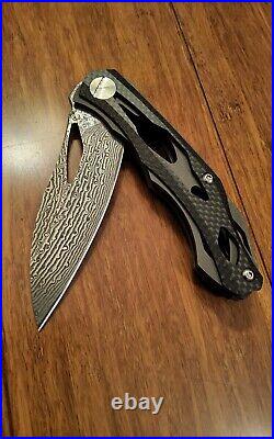 Custom Deception 2 Titanium Carbon Fiber Damascus S35VN Folding Knife