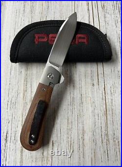 Custom Enrique Pena Knives Zulu Flipper Brown Micarta CPM154 Blade Steel