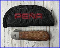 Custom Enrique Pena Knives Zulu Flipper Brown Micarta CPM154 Blade Steel