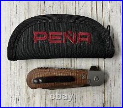 Custom Enrique Pena Knives Zulu Flipper Brown Micarta CPM154 Blade Steel