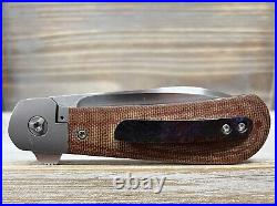 Custom Enrique Pena Knives Zulu Flipper Brown Micarta CPM154 Blade Steel