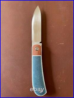 Custom Enrique Pena Zulu Front Flipper Knife in Blue Denim and Natural Micarta