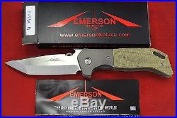 Custom Ernie Emerson E-TAK B Chisel Ground Tanto Blade withWave, Green Micarta