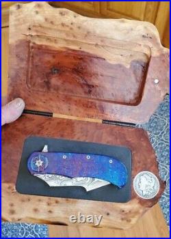 Custom Flipper Knife Timascus Damasteel Damacore Folding knife Thrasher Knives