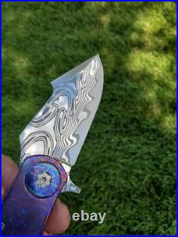 Custom Flipper Knife Timascus Damasteel Damacore Folding knife Thrasher Knives