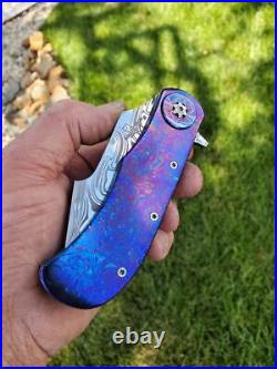 Custom Flipper Knife Timascus Damasteel Damacore Folding knife Thrasher Knives