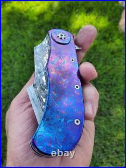 Custom Flipper Knife Timascus Damasteel Damacore Folding knife Thrasher Knives