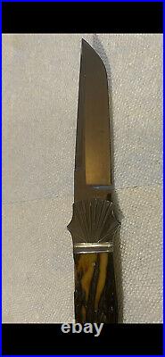 Custom Folder Knife, Ken Steigerwalt, Stag Handle, S. S. Blade, Silver N. Bolsters