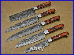 Custom HAND FORGED Damascus Steel Set of 5 Chef Set Knife For Kitchen CH-75