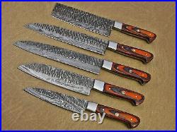 Custom HAND FORGED Damascus Steel Set of 5 Chef Set Knife For Kitchen CH-75