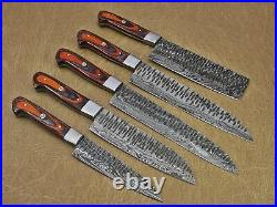 Custom HAND FORGED Damascus Steel Set of 5 Chef Set Knife For Kitchen CH-75