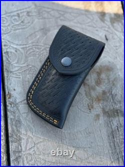 Custom Hand Engraved D2 Steel blade Folding & Pocket Knife With Leather Sheath