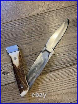 Custom Hand Made Stag Folding Swing Blade Folding Pocket Knife Rare