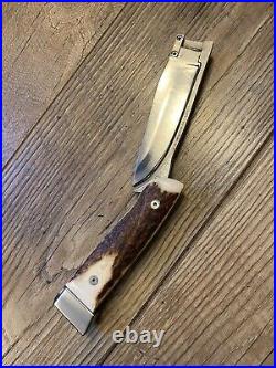 Custom Hand Made Stag Folding Swing Blade Folding Pocket Knife Rare