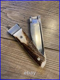 Custom Hand Made Stag Folding Swing Blade Folding Pocket Knife Rare