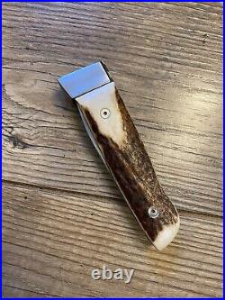 Custom Hand Made Stag Folding Swing Blade Folding Pocket Knife Rare