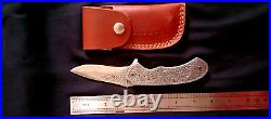 Custom Handmade D2 Steel Hand Engraved pocket (Folding) knife with Sheath