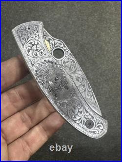 Custom Handmade D2 Steel Hand Engraved pocket (Folding) knife with Sheath