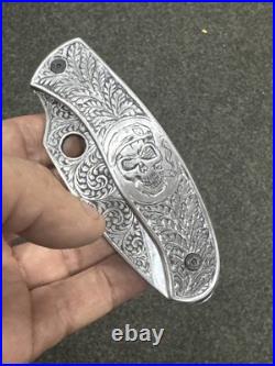 Custom Handmade D2 Steel Hand Engraved pocket (Folding) knife with Sheath