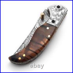 Custom Handmade Damascus Pocket Knife 3 Pcs Tactical Folding Pocket Knife Set