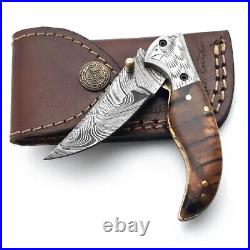 Custom Handmade Damascus Pocket Knife 3 Pcs Tactical Folding Pocket Knife Set