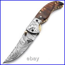 Custom Handmade Damascus Pocket Knife 3 Pcs Tactical Folding Pocket Knife Set