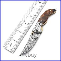 Custom Handmade Damascus Pocket Knife 3 Pcs Tactical Folding Pocket Knife Set