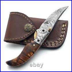 Custom Handmade Damascus Pocket Knife 3 Pcs Tactical Folding Pocket Knife Set